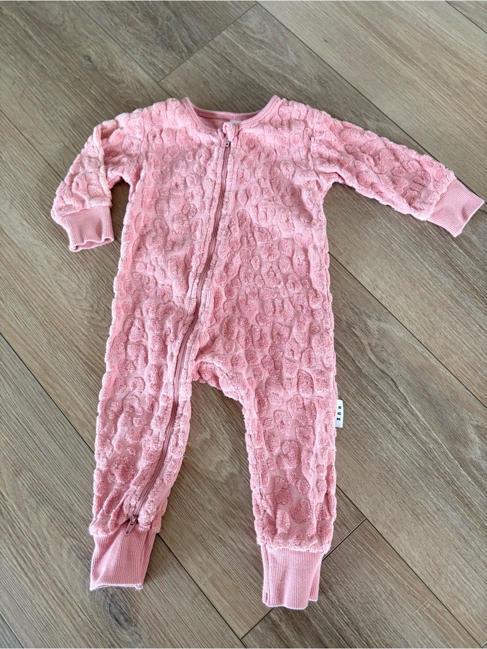 Huxbaby Pink Textured Zip Front Baby One-Piece